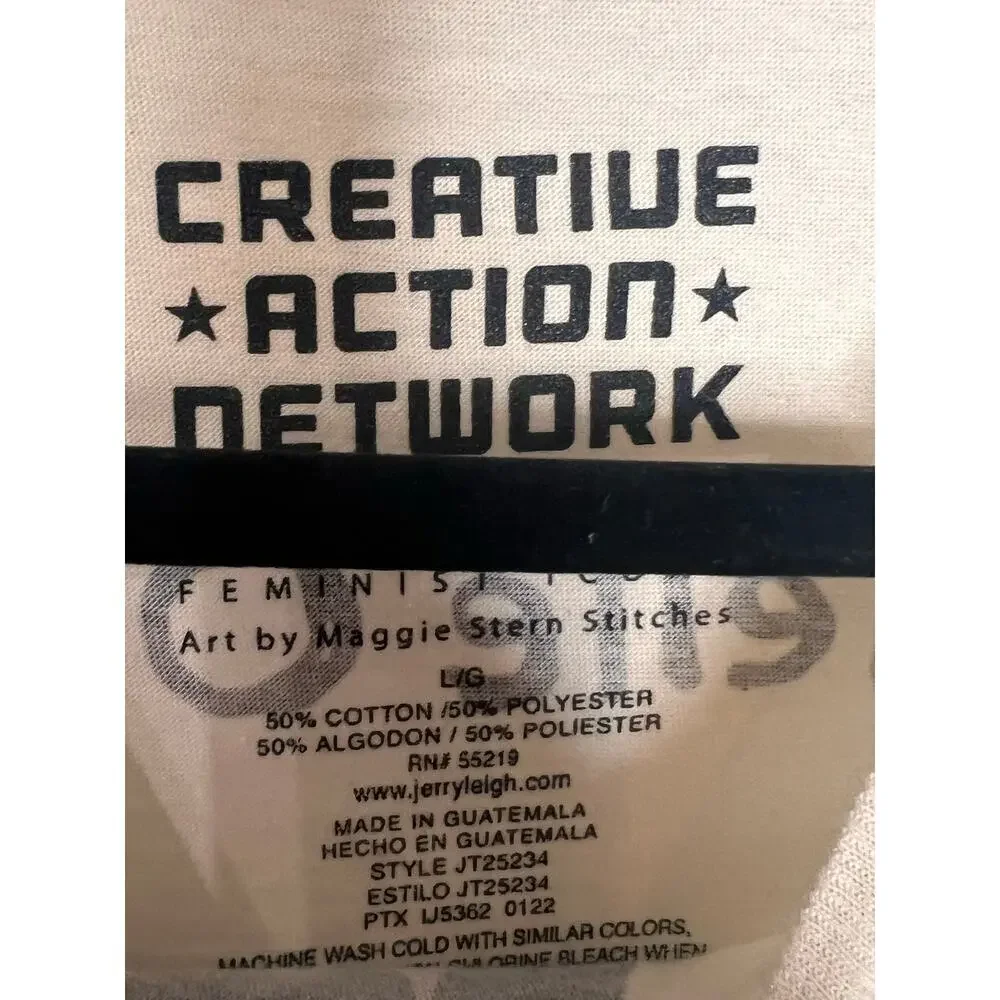 ☀️Creative Action Network Michelle Obama Crop Graphic T-Shirt Beige Women's L - Picture 2 of 5